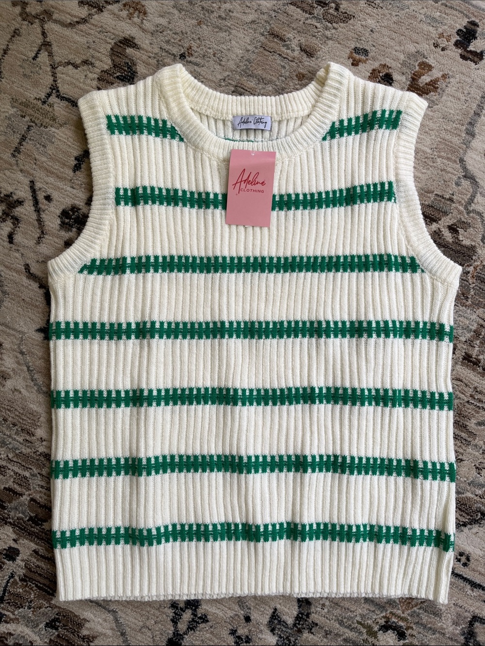 Green Striped Sweater Tank